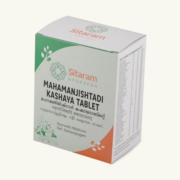Sitaram Ayurveda, Maha Manjishtadi Kashayam comprimidos, 50 comprimidos, suplemento ayurvedico