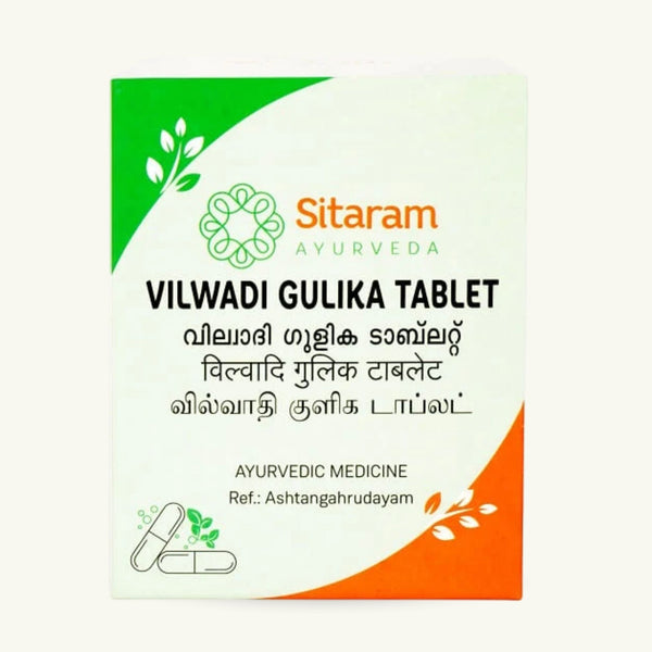 Sitaram Ayurveda, Vilwadi Gulika comprimidos, suplemento ayurvedico