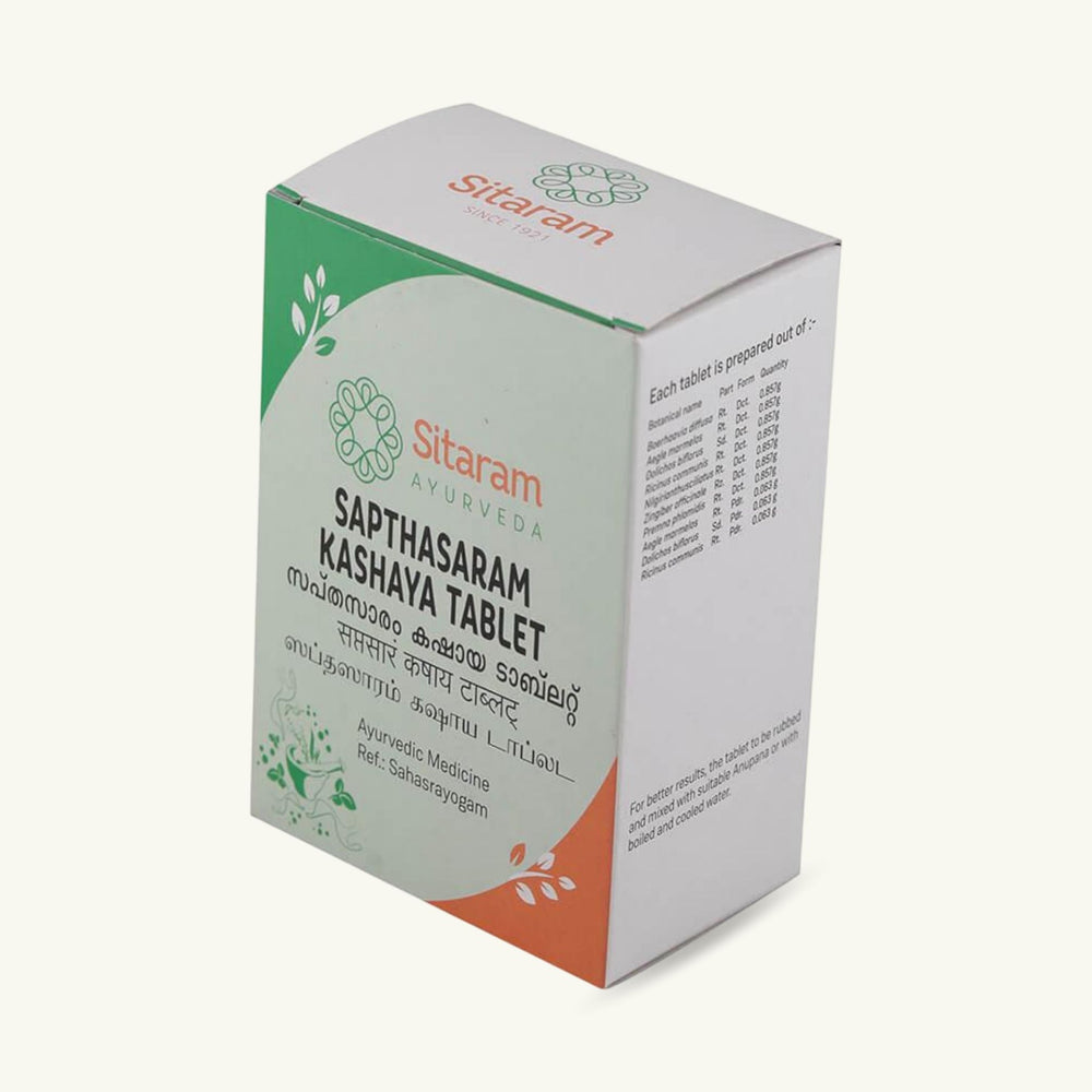 Sitaram Ayurveda, Sapthasaram Kashayam tablety, 50 tablet, ajurvedsky doplnek